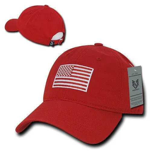 Patriotic USA American Team Tonal Flag Washed Cotton Polo Dad Caps Hats