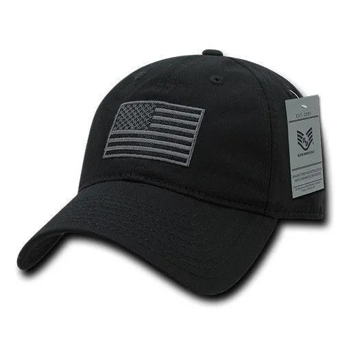 Patriotic USA American Team Tonal Flag Washed Cotton Polo Dad Caps Hats