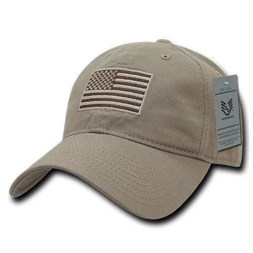 Patriotic USA American Team Tonal Flag Washed Cotton Polo Dad Caps Hats