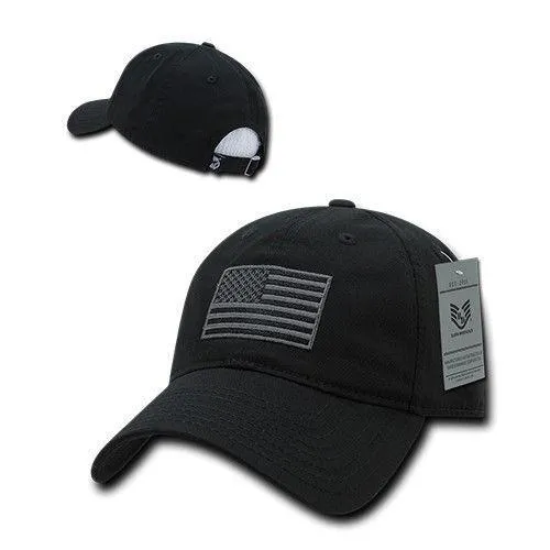 Patriotic USA American Team Tonal Flag Washed Cotton Polo Dad Caps Hats