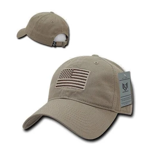 Patriotic USA American Team Tonal Flag Washed Cotton Polo Dad Caps Hats