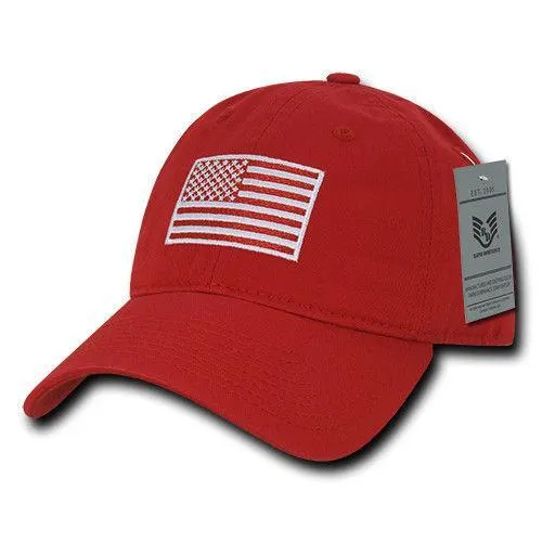 Patriotic USA American Team Tonal Flag Washed Cotton Polo Dad Caps Hats