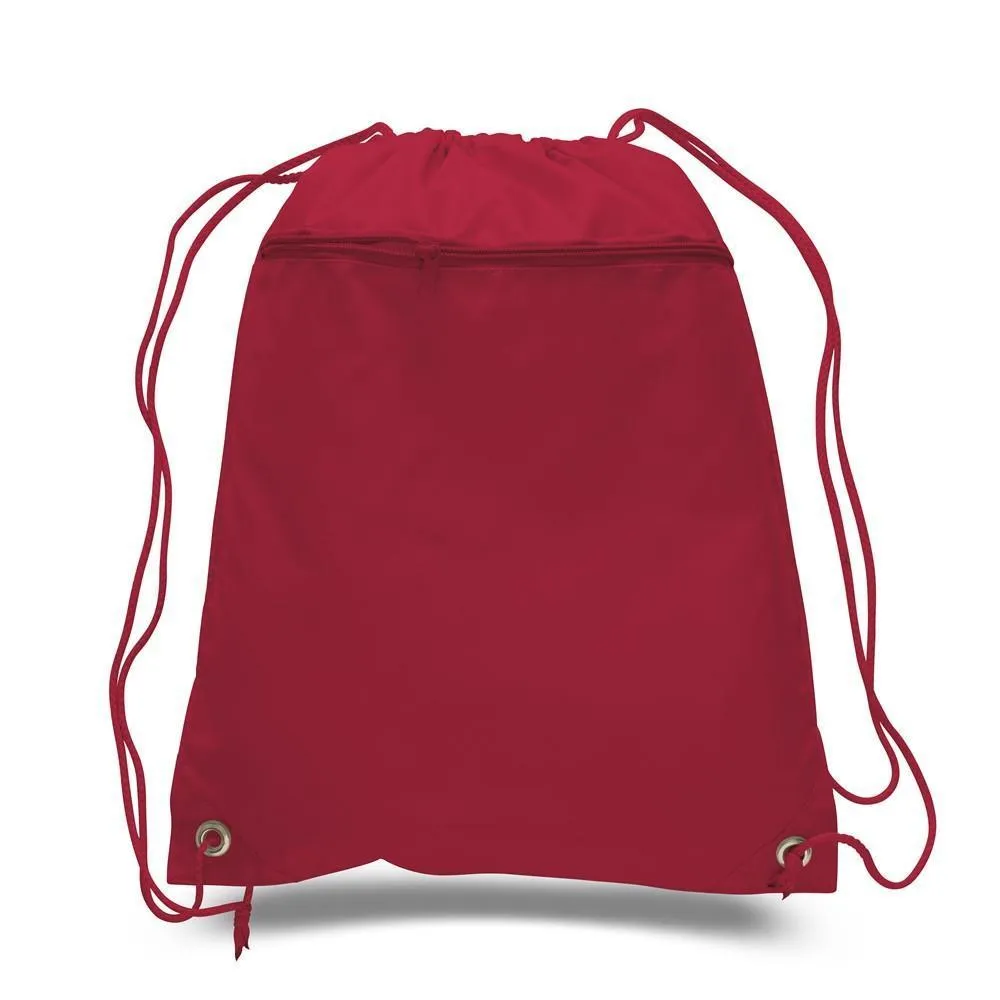 Polyester Cheap Drawstring Bags with Front Pocket