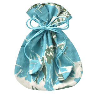 Rose Teal Drawstring Bag, Small