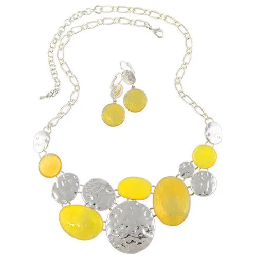 Top Quality Fashion Necklaces For Women Earrings Jewelry Sets Necklace And Earrings Set Blue&Yellow Enamel Pendants