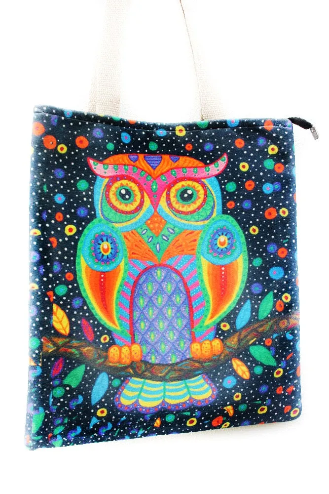 Tote Bag- Dark Blue Single Owl