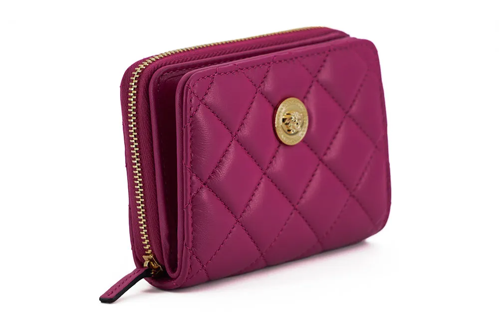 Versace Elegant Purple Quilted Leather Wallet