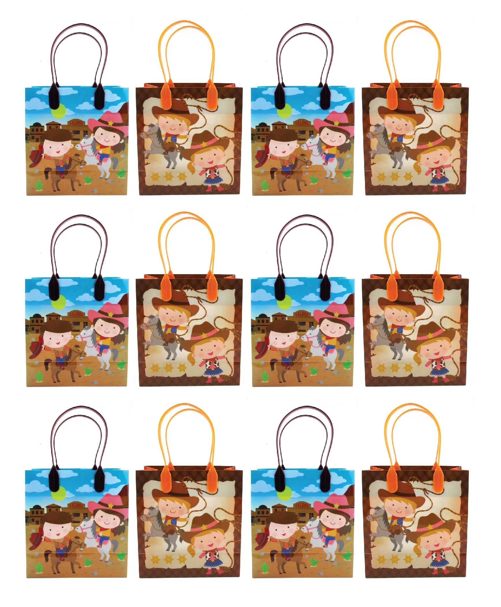 Western Cowboy Cowgirl Themed Party Favor Bags Treat Bags - Set of 6 or 12