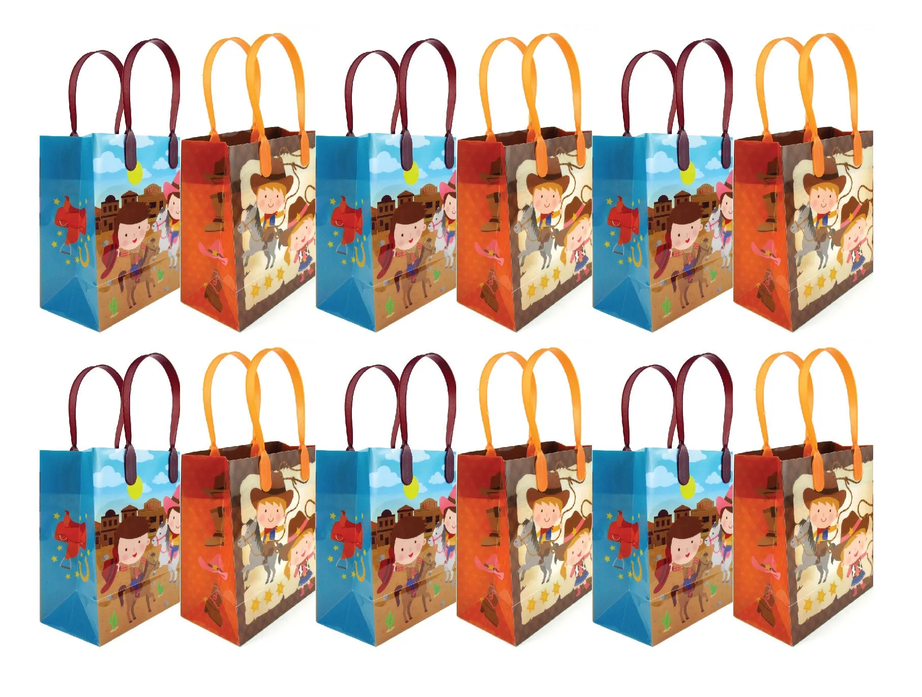 Western Cowboy Cowgirl Themed Party Favor Bags Treat Bags - Set of 6 or 12