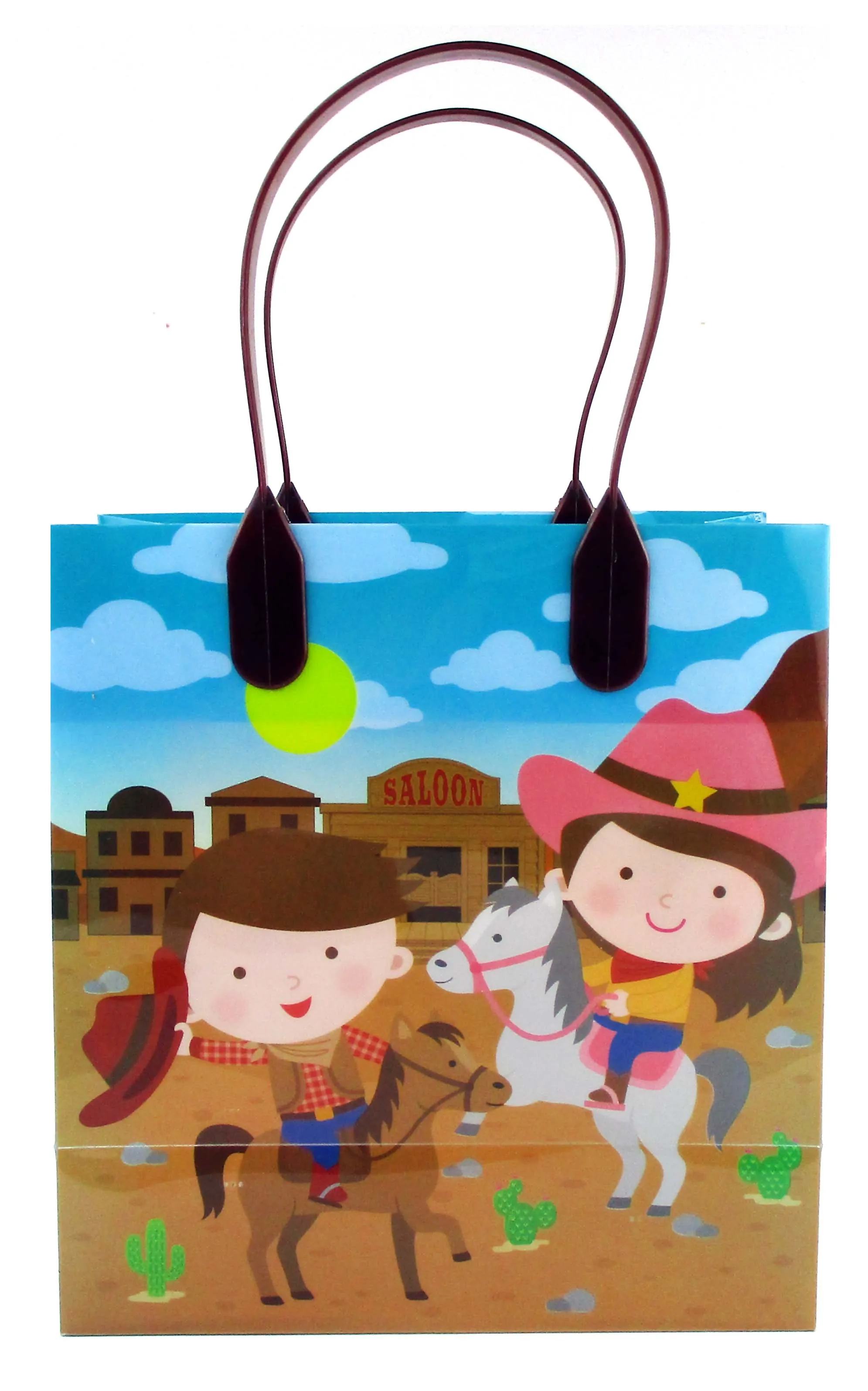 Western Cowboy Cowgirl Themed Party Favor Bags Treat Bags - Set of 6 or 12