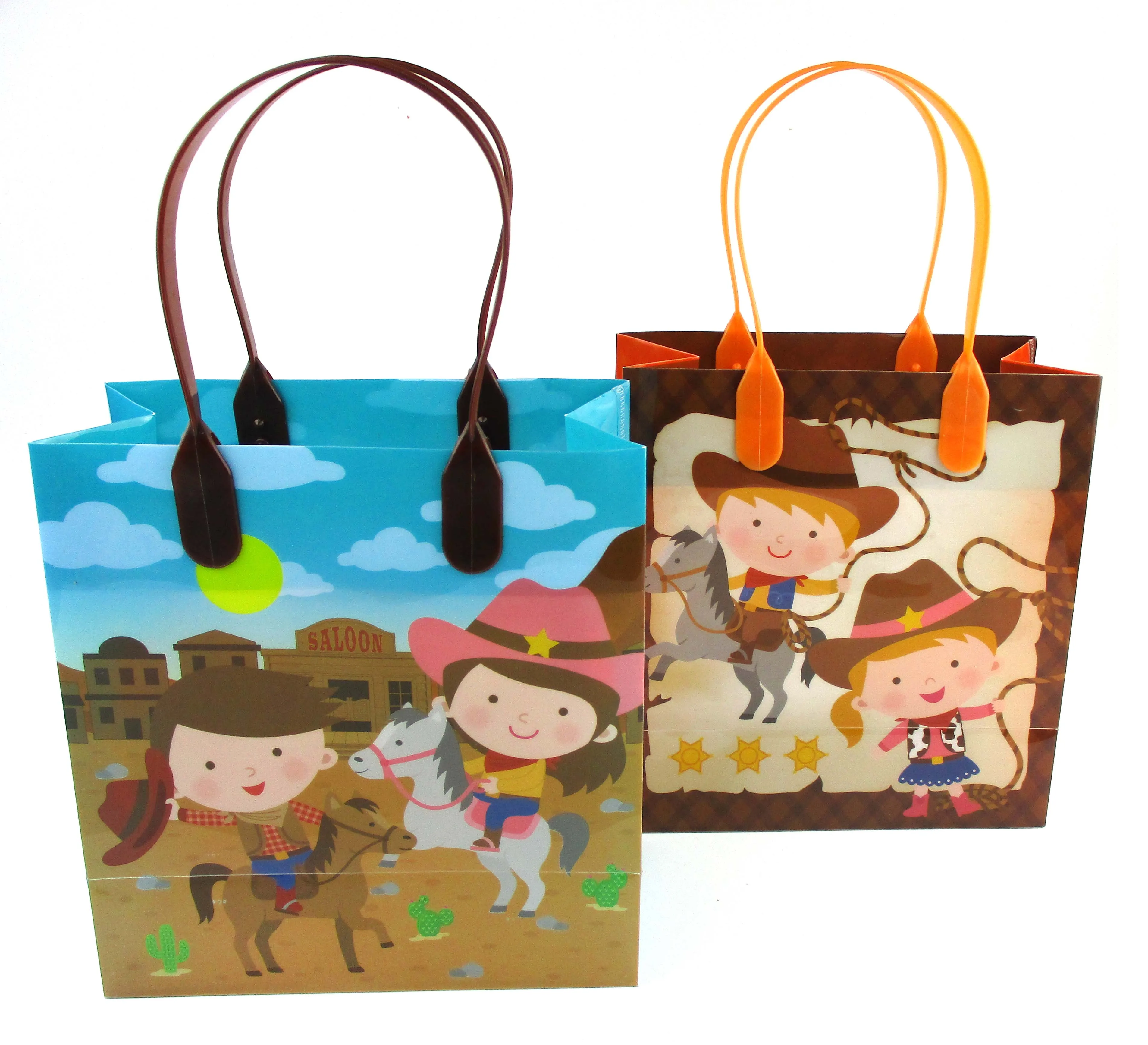 Western Cowboy Cowgirl Themed Party Favor Bags Treat Bags - Set of 6 or 12