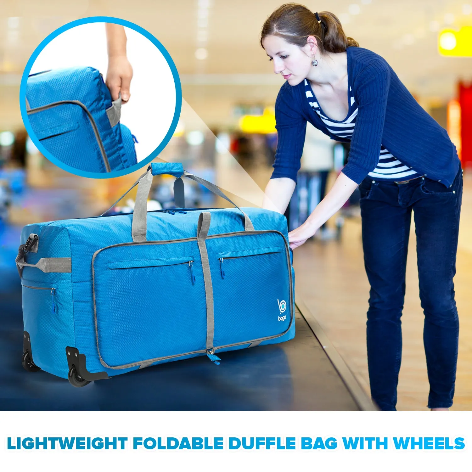 Wheeled Duffle Bag Luggage - 100L Large Rolling Duffel Bag 30 inch Folding Duffle Bag