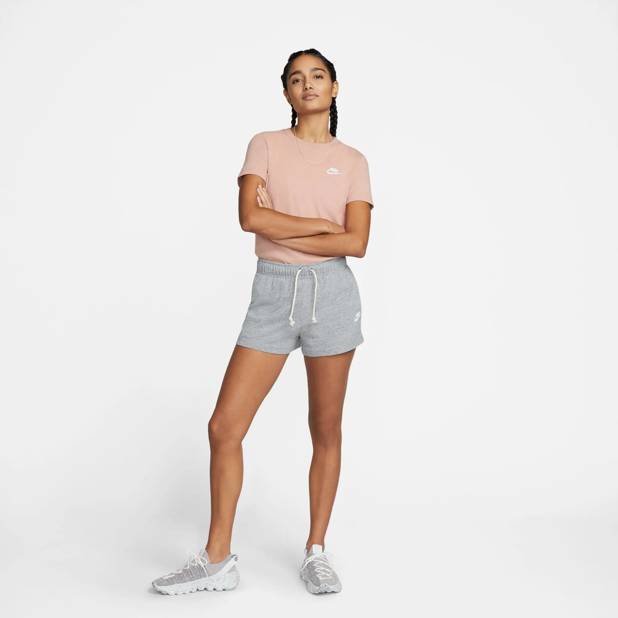 WMNS Nike Sportswear Vintage Gym Shorts (Dk Heather/White)