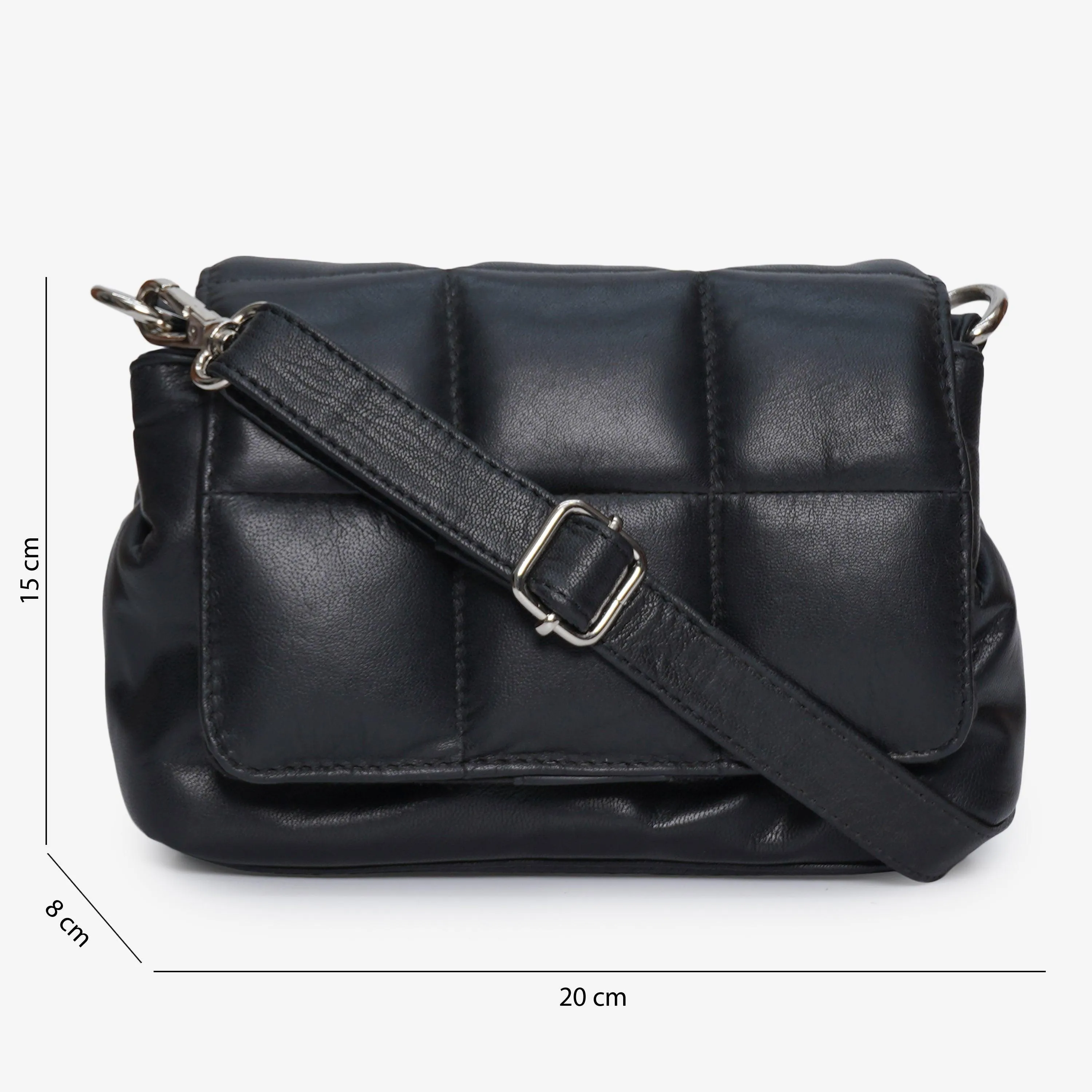 Women's Black Leather Cross Body Bag | Shoulder Bag