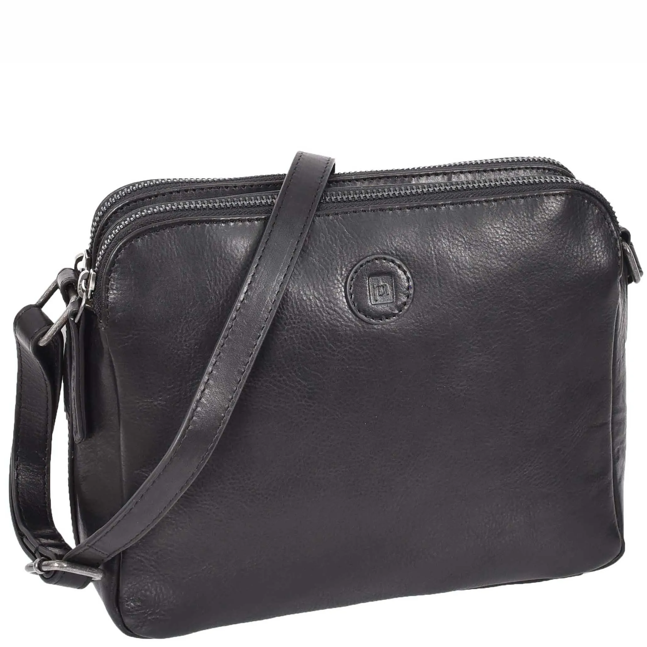 Womens Leather Crossbody Bag Classic Twin Zip Top Organiser A800 Black