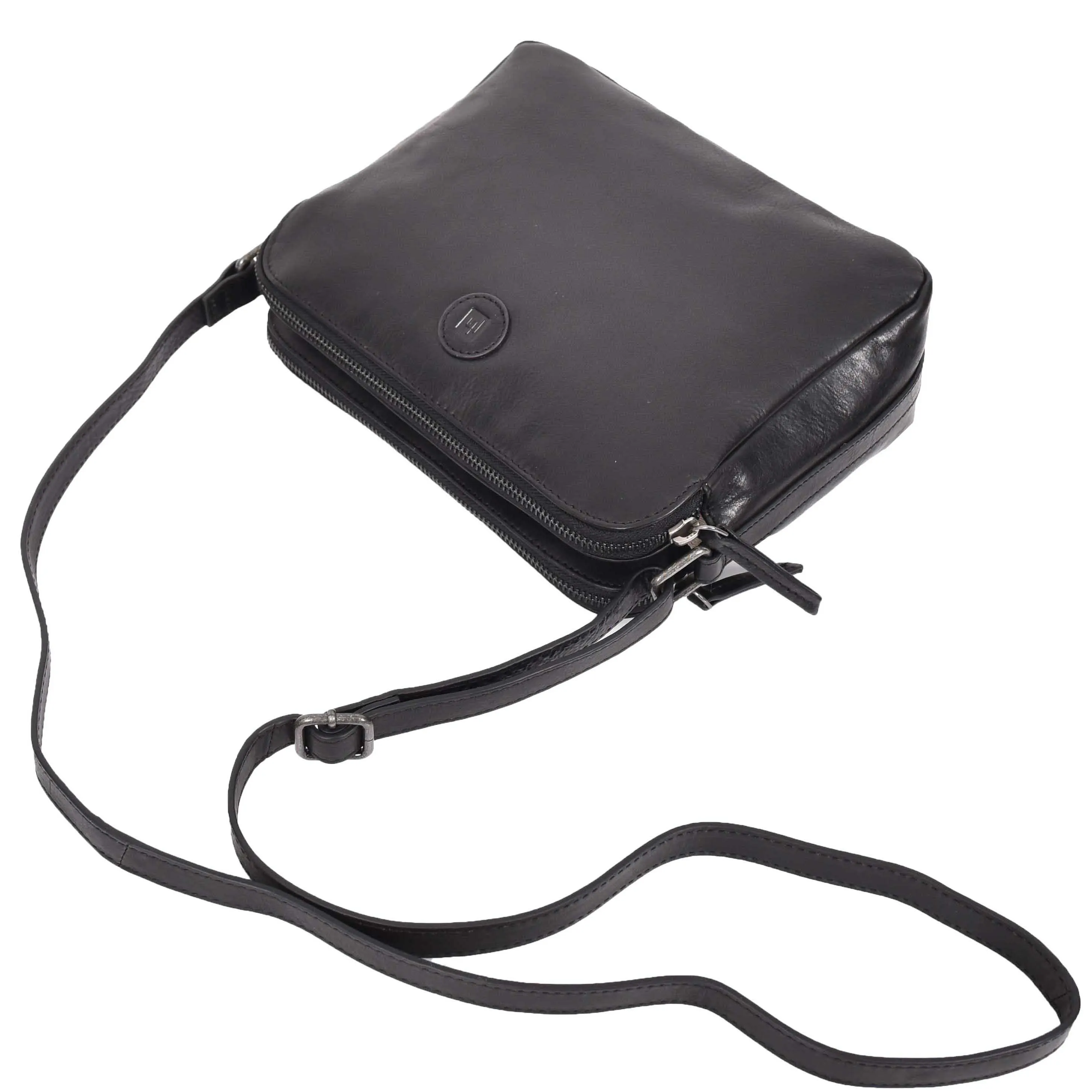 Womens Leather Crossbody Bag Classic Twin Zip Top Organiser A800 Black